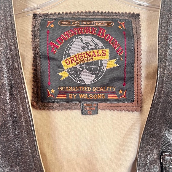 Wilson's Leather Adventure Bound Vintage Men's Brown Leather Vest Size S - Picture 4 of 6